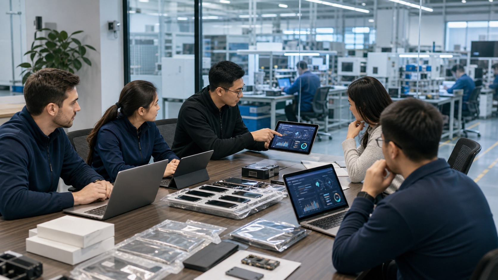 Operations team coordinating repair project workflow